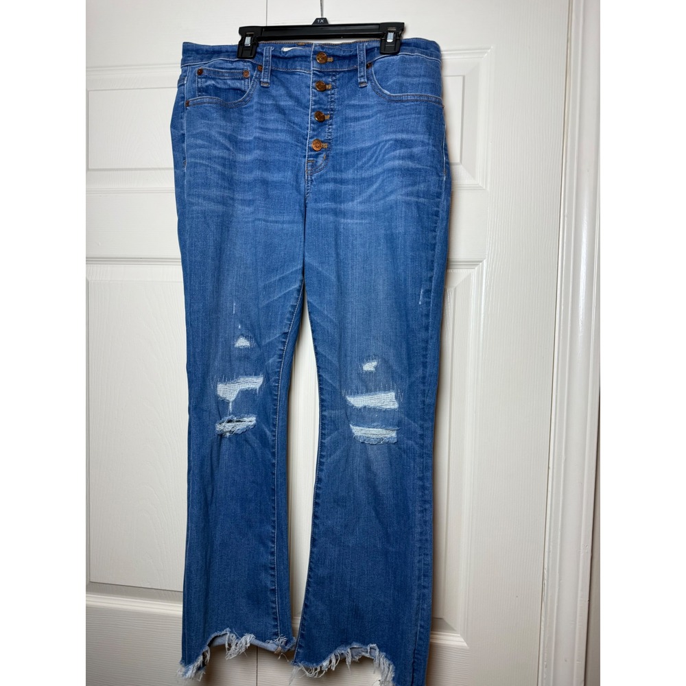 Madewell Cali‎ Demi-Boot Jeans Distressed High Rise Button Fly Blue Size 29